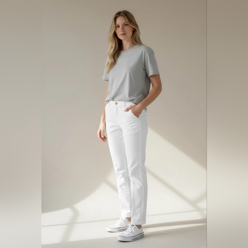 Talbots White Straight-Leg Chino Curvy Pants Size 14P